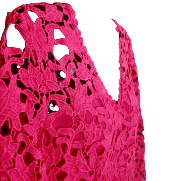 Anthropologie ENDLESS ROSE Embroidered Lace Floral Pink Dress Lg NWT | MSRP $110 - Picture 7 of 9